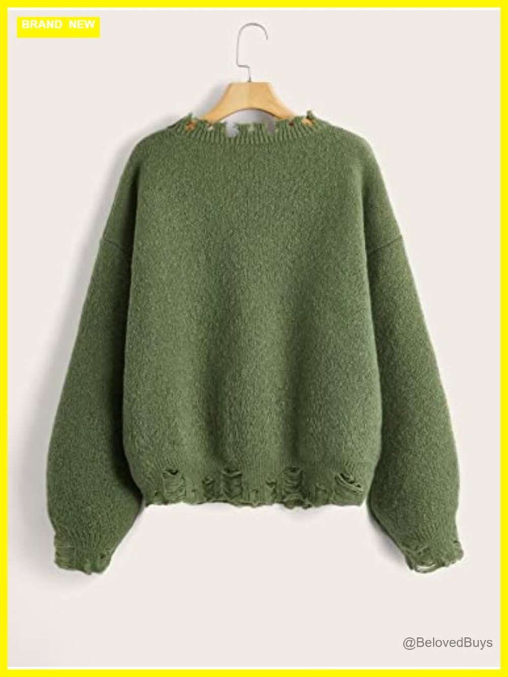 Oversized Skeleton Pattern Ripped Sweater Pullover Round Neck - Picture 3 of 5